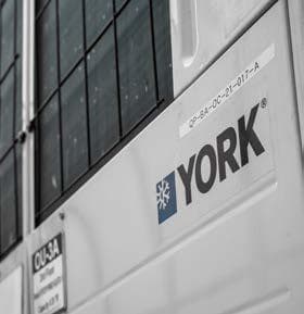 York badge on a VRF outdoor unit at Quixel, Blue Area Islamabad