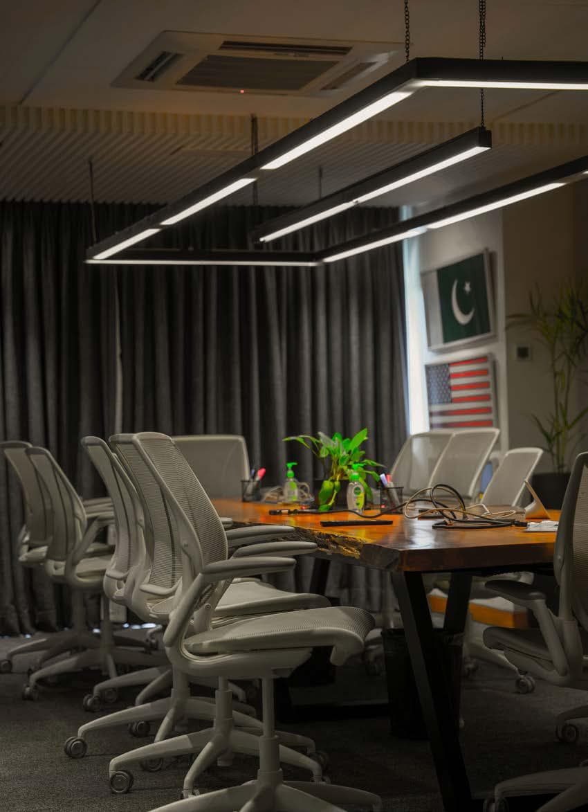 Conference boardroom with ceiling cassette unit at Quixel Blue Area